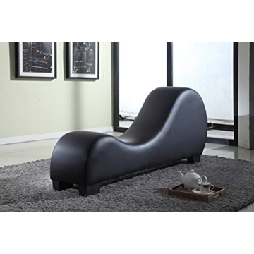 US Pride Furniture Yoga Collection Modern Faux Leather Curved Lounge Chaise for Stretching & Relaxat...
