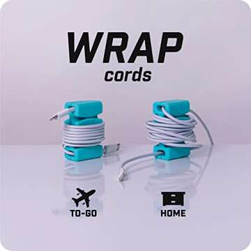 CORDBRICK Original Weighted Cord Holder for Nightstand Desk - Travel Cable Management Tool and Cell Phone Accessory. Stocking Stuffer and Gift for Adults Men 2023 - Aqua