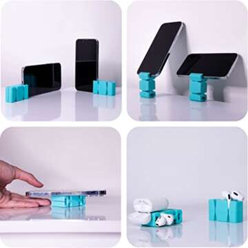 CORDBRICK Original Weighted Cord Holder for Nightstand Desk - Travel Cable Management Tool and Cell Phone Accessory. Stocking Stuffer and Gift for Adults Men 2023 - Aqua