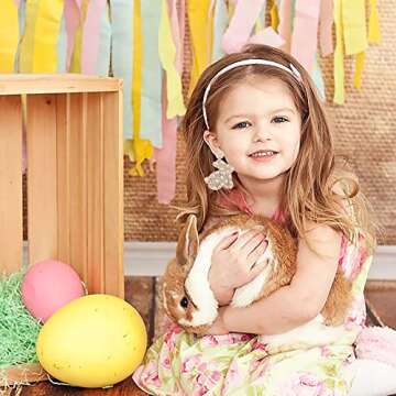 NVENF Zinc Beaded Easter Earrings for Women Easter Rabbit Bunny Dangle Earrings Sparkling Pearl Bead...