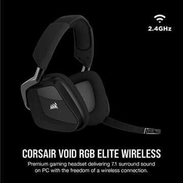 CORSAIR VOID RGB ELITE Wireless Gaming Headset – 7.1 Surround Sound – Omni-Directional Microphon...