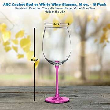 Elegant Personalized ARC Cachet White Wine Glasses Set of 10