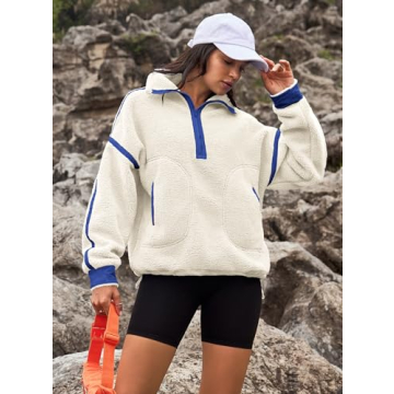 Yanekop Women's 1/2 Zip Sherpa Fleece Pullover