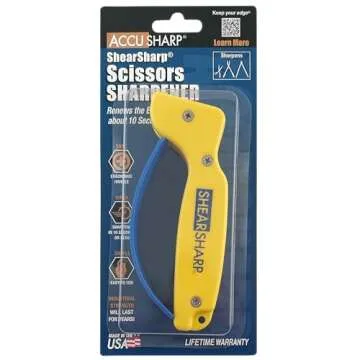 AccuSharp ShearSharp Scissors Sharpener, Diamond-Honed Tungsten Carbide Blade Sharpening Tool for Scissors, Garden Shears, Kitchen Shears, Hedge Clippers, Yellow