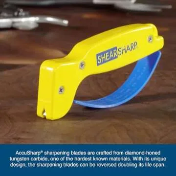 AccuSharp ShearSharp Scissors Sharpener, Diamond-Honed Tungsten Carbide Blade Sharpening Tool for Scissors, Garden Shears, Kitchen Shears, Hedge Clippers, Yellow