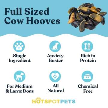 Full-Size Cow Hooves for Dogs | (10 Pack) All-Natural Long Lasting Dog Chews | Made from Grass Fed Cattle | Tasty Treat for Oral Hygiene | Fantastic Alternative for Rawhide and Bully Sticks