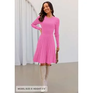 MEROKEETY Women's Long Sleeve Mini Sweater Dress