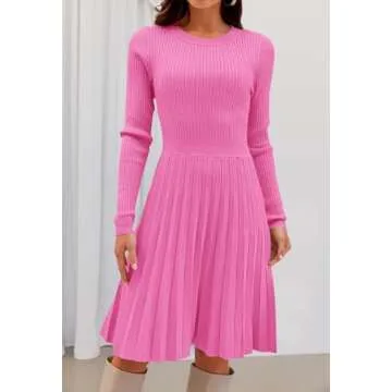 MEROKEETY Women's Long Sleeve Mini Sweater Dress