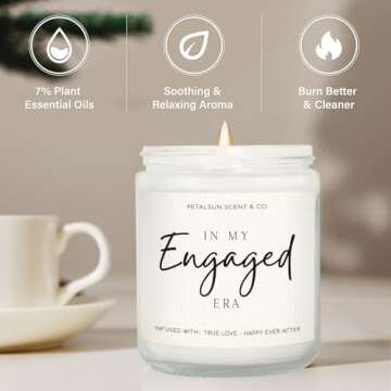 PETALSUN Engagement Gift, Gifts for Newly Engaged Couples & Bride to Be & Fiance - Lavender Scented Soy Wax Candle - Engaged Gifts for Her (7oz)