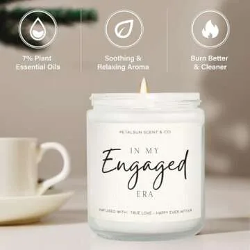 PETALSUN Engagement Gift, Gifts for Newly Engaged Couples & Bride to Be & Fiance - Lavender Scented Soy Wax Candle - Engaged Gifts for Her (7oz)
