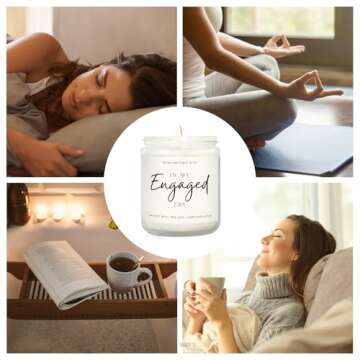 PETALSUN Engagement Gift, Gifts for Newly Engaged Couples & Bride to Be & Fiance - Lavender Scented Soy Wax Candle - Engaged Gifts for Her (7oz)