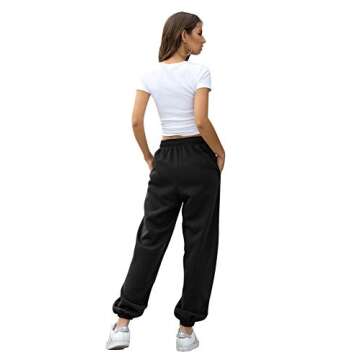 Gvraslvet Black Joggers for Women Winter Cinch Bottom Black Sweatpants High Waisted Dance Athletic Workout Joggers Lounge Baggy Pants Y2k with Pockets Black XXL