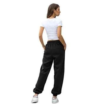 Gvraslvet Black Joggers for Women Winter Cinch Bottom Black Sweatpants High Waisted Dance Athletic Workout Joggers Lounge Baggy Pants Y2k with Pockets Black XXL