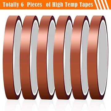selizo Heat Tape for Heat Press, 6 Packs Heat Transfer Tape Heat Resistant High Temperature Tape for...