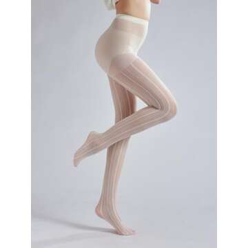 Sahabowi Women Pantyhose, Sheer High Waist Tights, Control Top Stockings, Super Elasticity&Thin (LW2022100427white, Lace Jacquard White, 1pc)