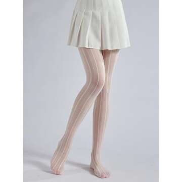 Sahabowi Women Pantyhose, Sheer High Waist Tights, Control Top Stockings, Super Elasticity&Thin (LW2022100427white, Lace Jacquard White, 1pc)