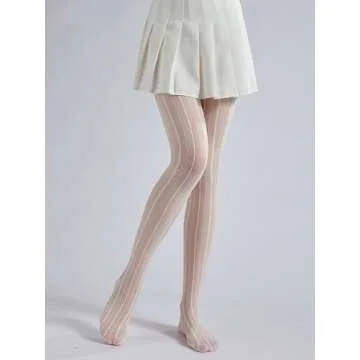 Sahabowi Women Pantyhose, Sheer High Waist Tights, Control Top Stockings, Super Elasticity&Thin (LW2022100427white, Lace Jacquard White, 1pc)