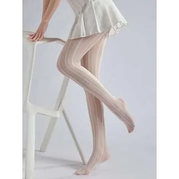 Sahabowi Women Pantyhose, Sheer High Waist Tights, Control Top Stockings, Super Elasticity&Thin (LW2022100427white, Lace Jacquard White, 1pc)