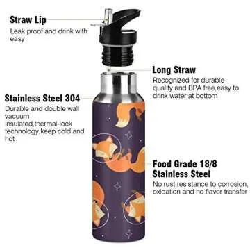 Cute Fox Space Star Insulated Water Bottle for All