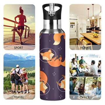 Cute Fox Space Star Insulated Water Bottle for All