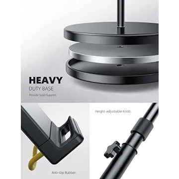 Lamicall Tablet Floor Stand - Gooseneck Swivel Holder Mount with Adjustable Height & 10.6lb Stable Base, Compatible iPad Mini Air Pro 12.9/9.7, Galaxy Tab, Kindle, Cell Phones (4.7''-13'')