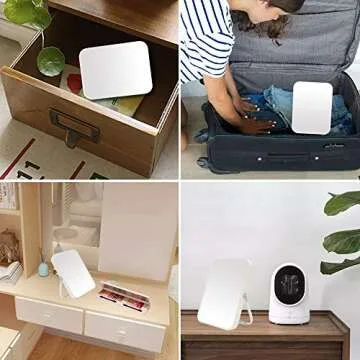 YEAKE Table Desk Vanity Makeup Mirror,8-Inch Portable Folding Mirror with Metal Stand 90°Adjustable Rotation Tavel Make Up Mirror Hanging Bathroom for Shower Shaving(White)