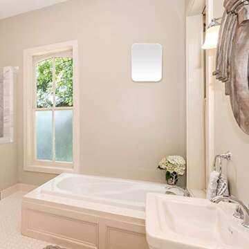 YEAKE Table Desk Vanity Makeup Mirror,8-Inch Portable Folding Mirror with Metal Stand 90°Adjustable Rotation Tavel Make Up Mirror Hanging Bathroom for Shower Shaving(White)