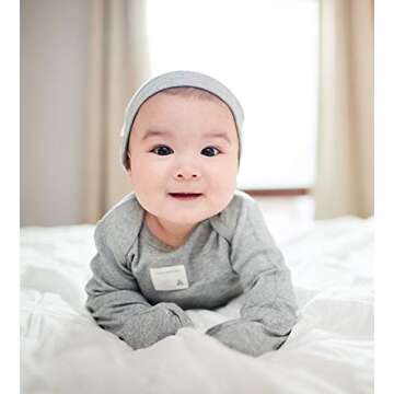 Burt's Bees Baby 'baby-boys' Romper Jumpsuit, 100% Organic Cotton One-piece Coverall and Toddler Footie, Heather Grey/White 2-pk, 0-3 Months US