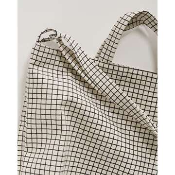 BAGGU Duck Bag Canvas Tote, Essential Everyday Tote, Spacious and Roomy, Natural Grid (2021)