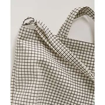 BAGGU Duck Bag Canvas Tote, Essential Everyday Tote, Spacious and Roomy, Natural Grid (2021)