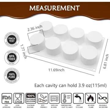 AFINSEA Tall Cylinder Silicone Molds for Baking Mousse Cake, 3D Silicone Baking Molds for Cakes, Bro...