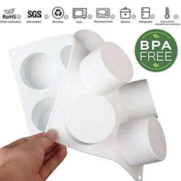 AFINSEA Tall Cylinder Silicone Molds for Baking Mousse Cake, 3D Silicone Baking Molds for Cakes, Brownie, French Dessert Mold for Pastry, Ice Cream, Cake Decoration Mold (8-Cavity)