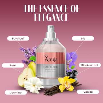 AHUJA Pour Femme Eau De Parfum 3.4oz for Women Long Lasting Fragrance with Notes of Iris, Earthy Pat...