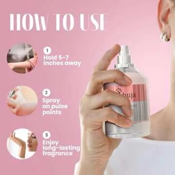 AHUJA Pour Femme Eau De Parfum 3.4oz for Women Long Lasting Fragrance with Notes of Iris, Earthy Patchouli, Warm Vanilla-Best Alternative to La Vie Est Belle.