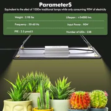 Upgrade Led Grow Light Sunlight, High Efficiency & High Yield Full Spectrum Plant Light, Grow Lights for Indoor Plants Seedling Hydroponic Plants Veg Flower Growing Lamps(Actual Power 90W)