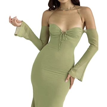 Stylish Green Backless Maxi Dress for Summer Fun