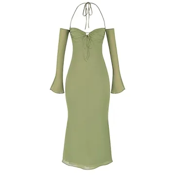 Stylish Green Backless Maxi Dress for Summer Fun