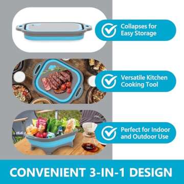 Camping Cutting Board, HI NINGER Collapsible Cutting Board with Knife and Towel Foldable Camping Dis...