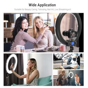 Ring Light,19inch LED Ring Light with Stand &LCD Display Adjustable Color Temperature 3000K-5800K, Makeup Light for YouTube Video Shooting, Portrait, Vlog, Selfie 【Upgraded Version】