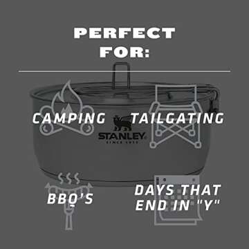STANLEY Even Heat Essential Pot Set, 4-Piece Camping Cookware Set with Stainless Steel Pots and Pans, Utensils, Lids, and Cooking Accessories, Outdoor Travel Kit for Campsites, Hiking, and More