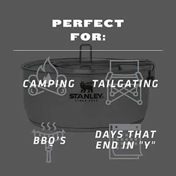 STANLEY Even Heat Essential Pot Set, 4-Piece Camping Cookware Set with Stainless Steel Pots and Pans, Utensils, Lids, and Cooking Accessories, Outdoor Travel Kit for Campsites, Hiking, and More