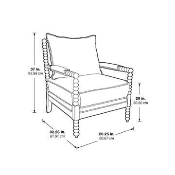 OSP Home Furnishings Fletcher Spindle Accent Chair with Rustic Brown Finish, Linen Upholstery