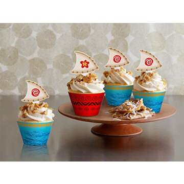 Moana Cupcake Toppers Wrappers Party Supplies - Luau Hawaiian Tropical Birthday Cake Decorations