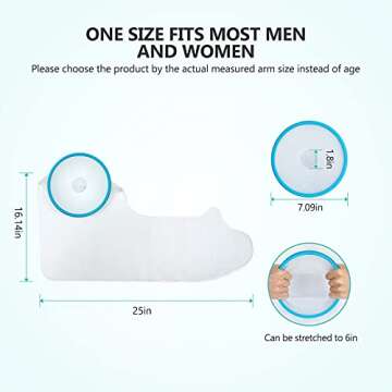 Yosoo Cast Covers for Shower Arm Waterproof Adult Cast Protector Watertight Seal to Keep Wound and Bandage Dry, Reusable Full Arm Cast Wound Covers for Surgery, Broken Hands, Wrists, Fingers, Burns