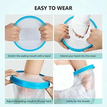 Yosoo Cast Covers for Shower Arm Waterproof Adult Cast Protector Watertight Seal to Keep Wound and Bandage Dry, Reusable Full Arm Cast Wound Covers for Surgery, Broken Hands, Wrists, Fingers, Burns