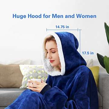 DEPAD Oversized Wearable Blanket Hoodie Sherpa Flannel, Gift for Women Mom, Hoodie Blankets for Women Men Adults