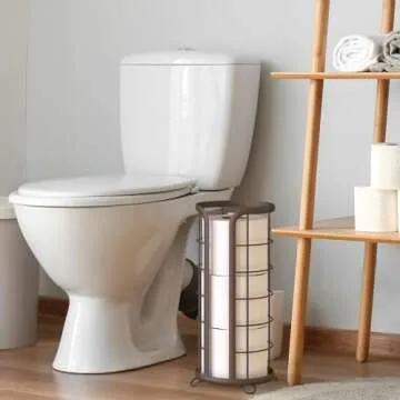 BROOKSTONE Bronze Toilet Paper Holder - Freestanding Organizer