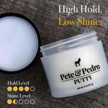 Pete & Pedro HAIR PUTTY - Strong Hold, Matte Finish, Low Shine Hair Clay for Men, Ideal for Hairstyling & Grooming Medium, Messy, & Shorter Hairstyles | Water soluble, As Seen on Shark Tank, 2 oz.