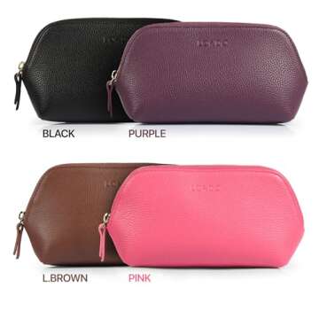 Londo Genuine Leather Makeup Bag Cosmetic Pouch Travel Organizer Toiletry Clutch