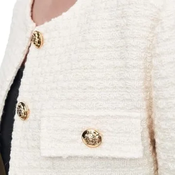 URBAN REVIVO Cropped Tweed Blazer for Women 2024